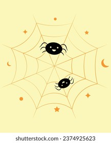 Halloween Scary Spider Web Vector Artwork