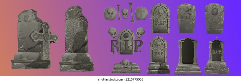 Halloween scary stone grave vector with a spider. Halloween illustration design with the stone grave and Christian sign.