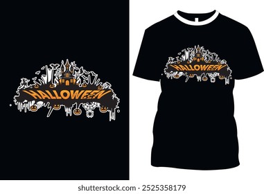 Design de t-shirt assustador Halloween para Dia de Halloween