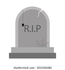 Halloween scary tombstone vector with a spider. Halloween illustration design with the stone tomb and R.I.P sign. Old scary tomb design with spider web.
