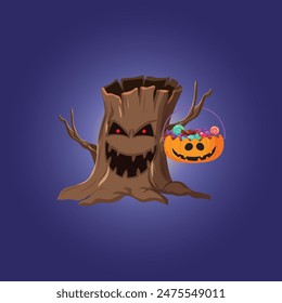 halloween scary tree and pumpkin, vector logo icon
