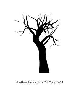 Halloween scary trees, dry tree silhouette, Halloween decoration.