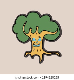 Halloween scary trees, vector
