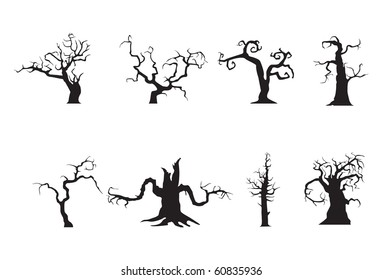 Halloween scary trees, vector