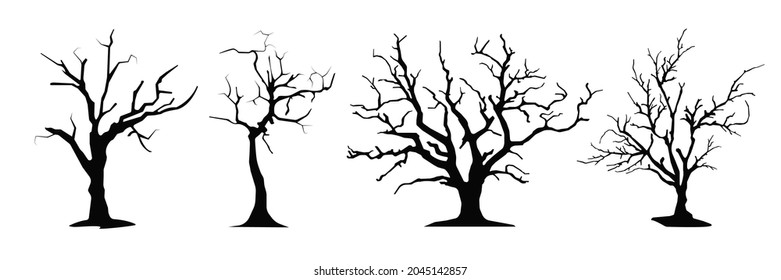 Halloween scary trees  vector illustration set  EPS10