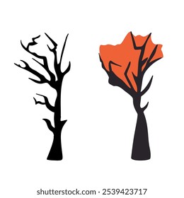 Árboles de miedo de Halloween, conjunto de Ilustración vectorial