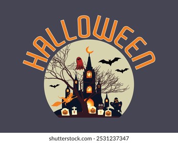 HALLOWEEN Design Vetor Assustador para T-shirt