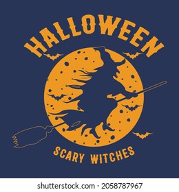 Halloween scary witches, Halloween T-Shirt Design. Halloween Vector Graphic. Halloween T-Shirt illustration.