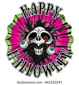 halloween scary zombie skull with eyes coming out 