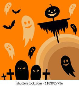 Halloween Scene Background. Holiday Halloween theme object for invitation and print ads.