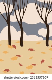 Halloween scene clipart, Spooky decorated door vector illustration, October festival printable poster, Fall landscape print, cemetery with graves background, digital download card, flat style images.