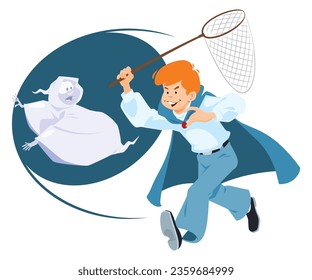 Halloween scene funny people in spooky costume. Illustration concept template for website, web landing page, banner, presentation, social, poster, promotion or print media.