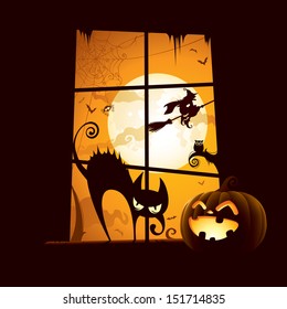 Halloween Scene - View From Window