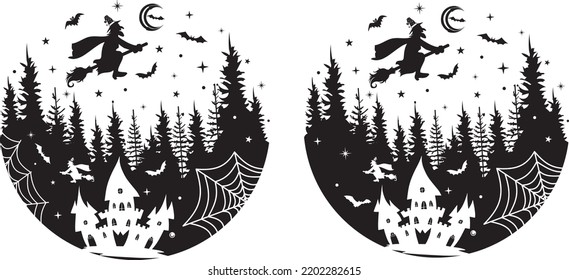 Escenas de Halloween, bruja, Halloween feliz, archivo de ilustración vectorial