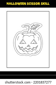 Halloween scissor skill for kids. Halloween scissor skill coloring page for kids.