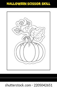 Halloween scissor skill for kids. Halloween scissor skill coloring page for kids.