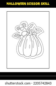 Halloween scissor skill for kids. Halloween scissor skill coloring page for kids.