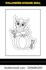 Halloween scissor skill for kids. Halloween scissor skill coloring page for kids.