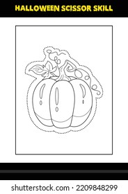 Halloween scissor skill for kids. Halloween scissor skill coloring page for kids.