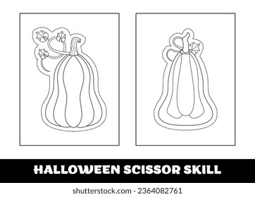 Halloween scissor skill for kids. Halloween scissor skill coloring page for kids..