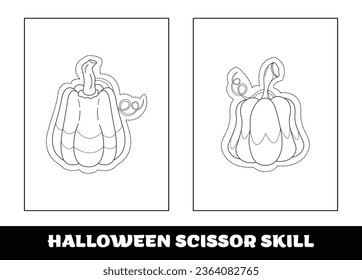 Halloween scissor skill for kids. Halloween scissor skill coloring page for kids..