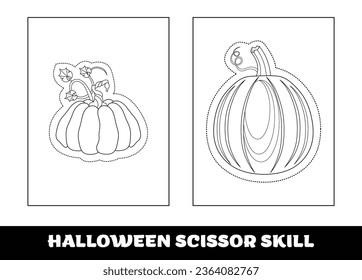 Halloween scissor skill for kids. Halloween scissor skill coloring page for kids..