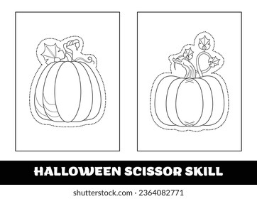 Halloween scissor skill for kids. Halloween scissor skill coloring page for kids..