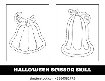 Halloween scissor skill for kids. Halloween scissor skill coloring page for kids..