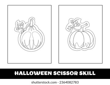 Halloween scissor skill for kids. Halloween scissor skill coloring page for kids..