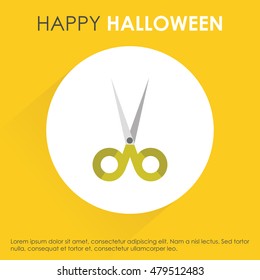Halloween Scissors. Yellow shadow Icon background
