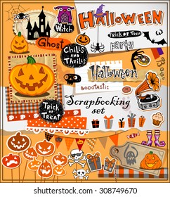 Halloween scrapbook elements in vector format