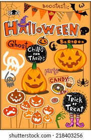 Halloween scrapbook elements. Vector illustration. 