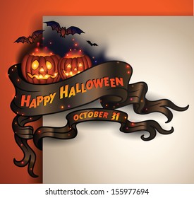 Halloween scroll banner - web design element isolated. Vector illustration.