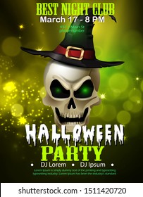 Halloween Scull invitation template Vector illustration.