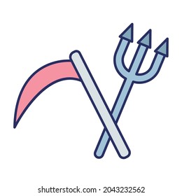  Halloween scythe Fill inside vector icon which can easily modify or edit 