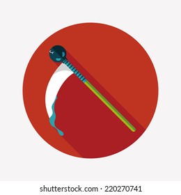 Halloween scythe flat icon with long shadow,eps10