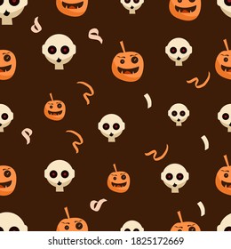 Halloween Seamles Pattern with cute, funny, sweet and creepy characters, perfect for gift wraps and covers, fabric
