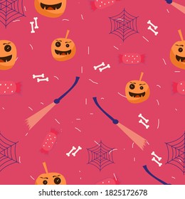 Halloween Seamles Pattern with cute, funny, sweet and creepy characters, perfect for gift wraps and covers, fabric