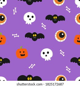 Halloween Seamles Pattern with cute, funny, sweet and creepy characters, perfect for gift wraps and covers, fabric