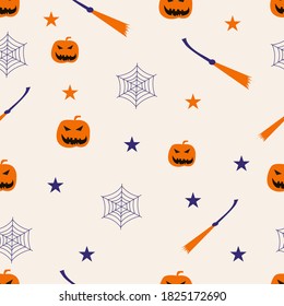 Halloween Seamles Pattern with cute, funny, sweet and creepy characters, perfect for gift wraps and covers, fabric