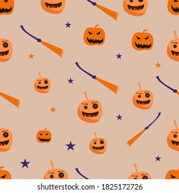 Halloween Seamles Pattern with cute, funny, sweet and creepy characters, perfect for gift wraps and covers, fabric