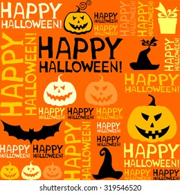 Halloween seamless background with bats and pumpkin. vector illustration