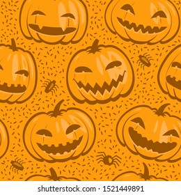 Halloween seamless background. Decorative pattern, pumpkins vector illustration