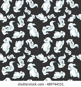 Halloween seamless background with gosts. 