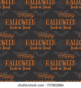 Halloween seamless background with Happy Halloween. Vector pattern for wallpapers, pattern fills, web page backgrounds.
