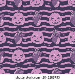 El fondo de Halloween es fluido. Patrón sin foco con calabaza. Ilustración vectorial de corte