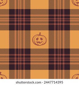 Fondo sin costuras de Halloween con calabaza para el diseño de la tela textil, papel de envoltura, Fondos de pantalla de Sitio web, textiles, Fondo de pantalla y ropa.