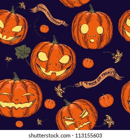 Halloween seamless background with pumpkin. Vector illustration EPS8