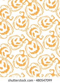 Halloween seamless background with pumpkin. Vector Retro pattern.