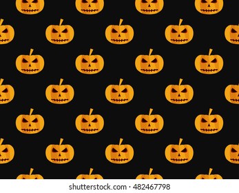 Halloween seamless background with pumpkin. For wallpaper, bed linen, tiles, fabrics, backgrounds. Vector illustration.